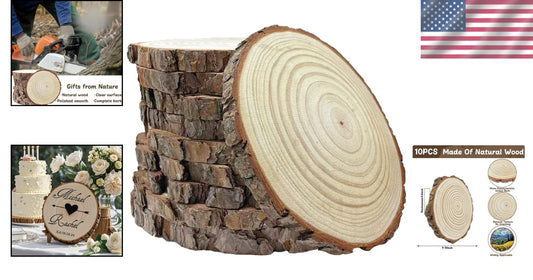 Set of 10 Versatile Wooden Discs - Ideal for DIY Crafts, Decor, and More!