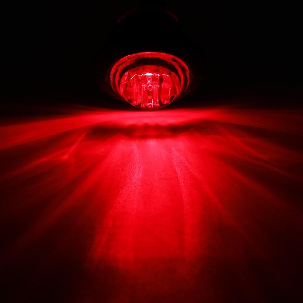 Durable 3/4 Inch LED Clearance Lights - Red & Clear Lens for Trucks/Trailers