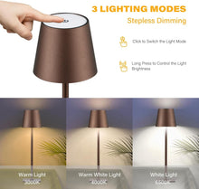 Load image into Gallery viewer, Versatile 2 Pack Brown Cordless LED Table Lamps with Eye Protection and Dimming