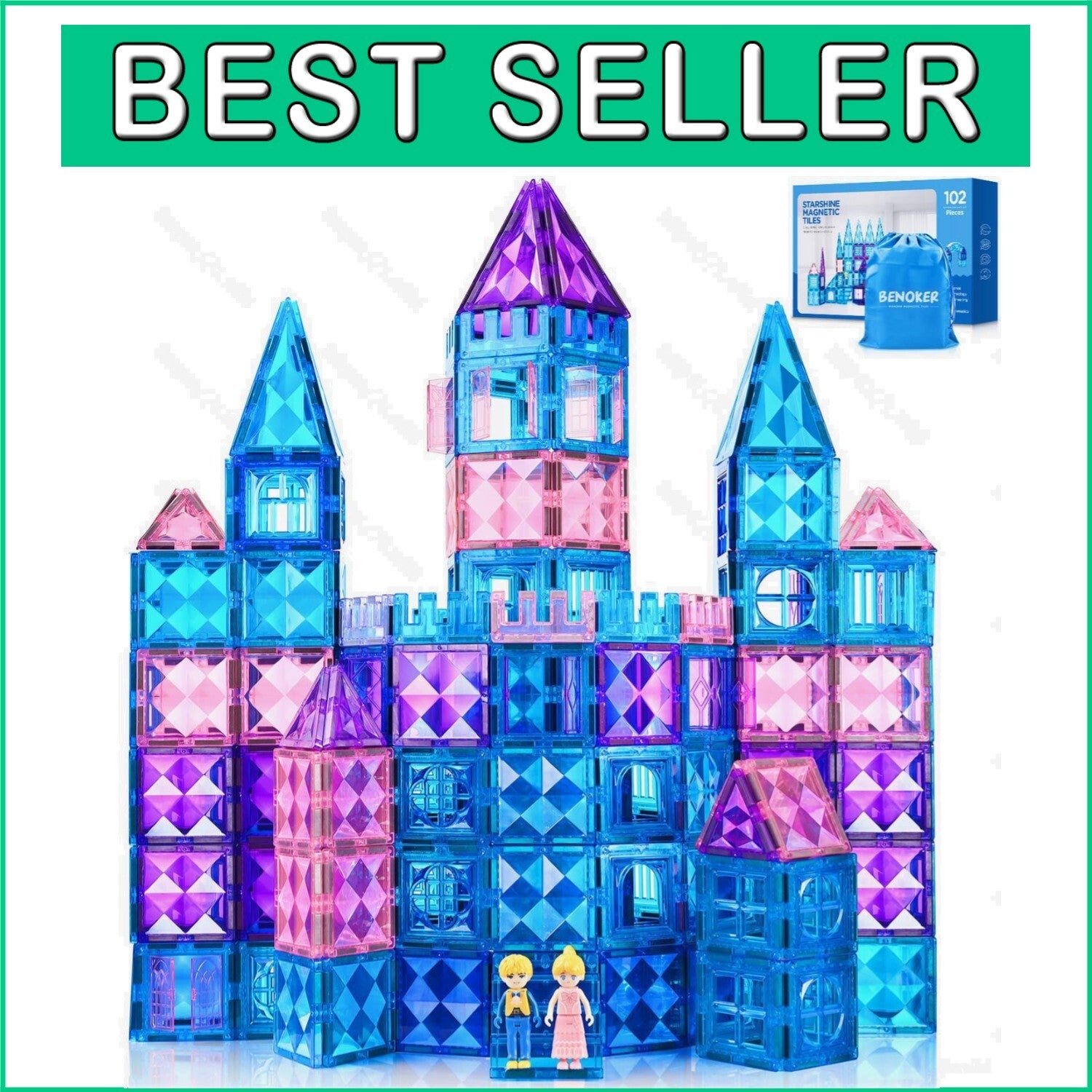102PCS Magnetic Building Blocks: Sparkling STEM Ice Castle for Kids' Creativity