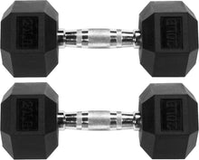 Load image into Gallery viewer, 20LB Rubber Encased Hex Dumbbells - Secure Grip and Floor Protection