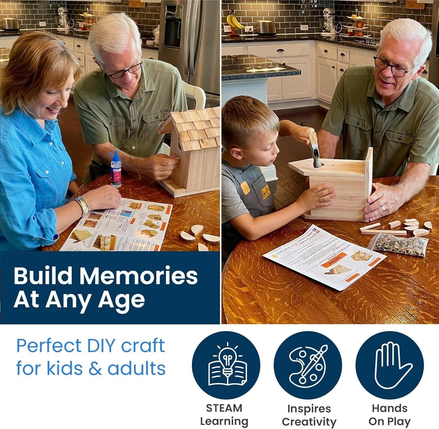 All-Inclusive Wooden Bird House Kit for Adults - Perfect Family Craft Project