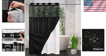 Load image into Gallery viewer, Quick-Dry No Hooks Shower Curtain with Grommet and Liner - 71''W x 86''H Black