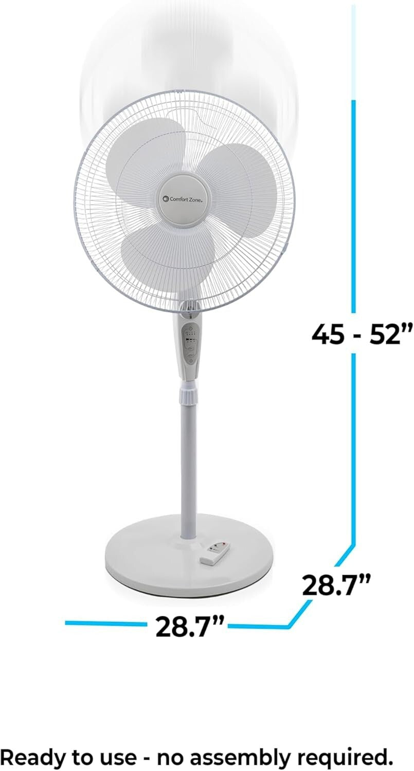 18" Oscillating Pedestal Fan with Remote & Adjustable Height for Optimal Comfort