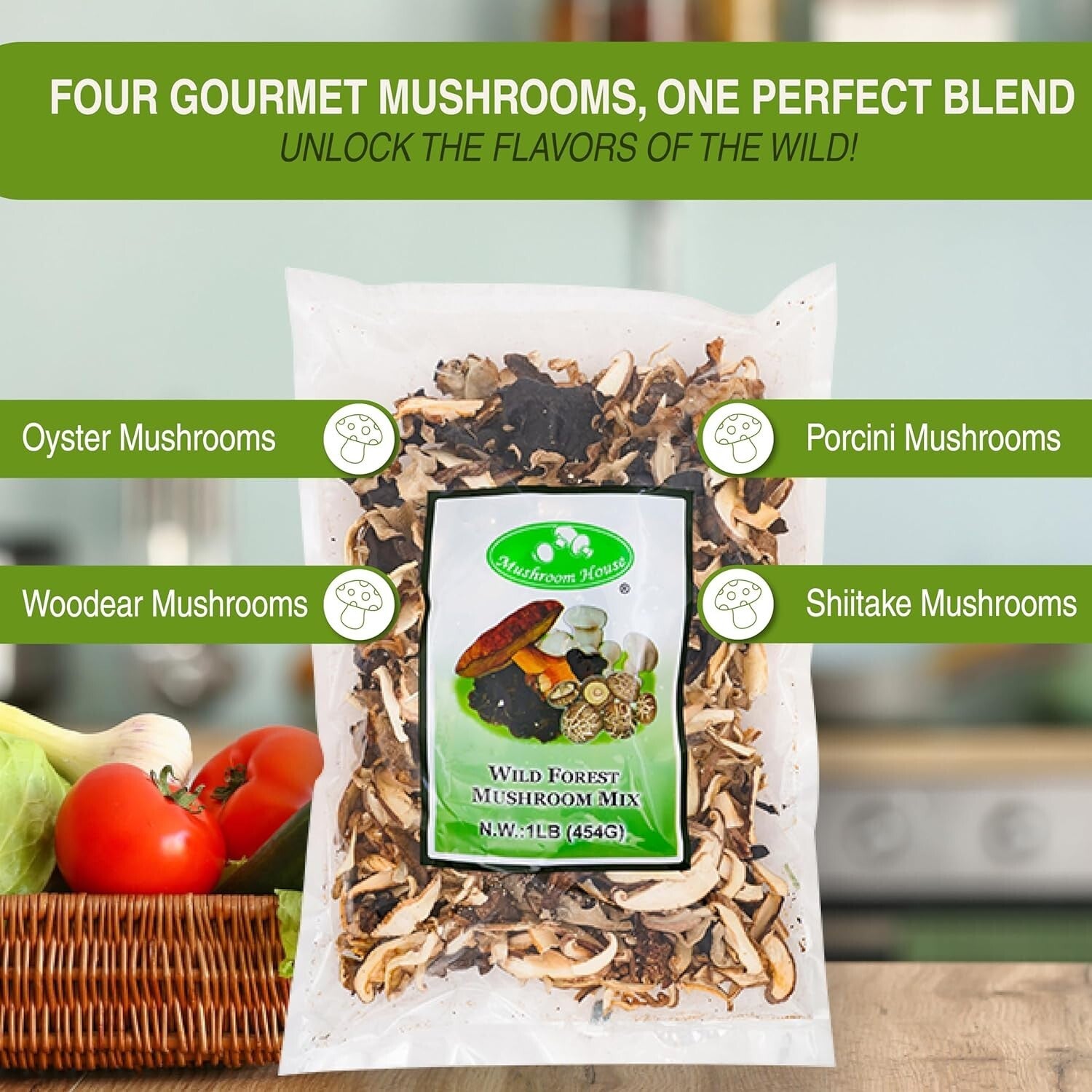 Chef-Approved Mixed Dried Mushrooms - 1 lb Forest Blend for Gourmet Cooking