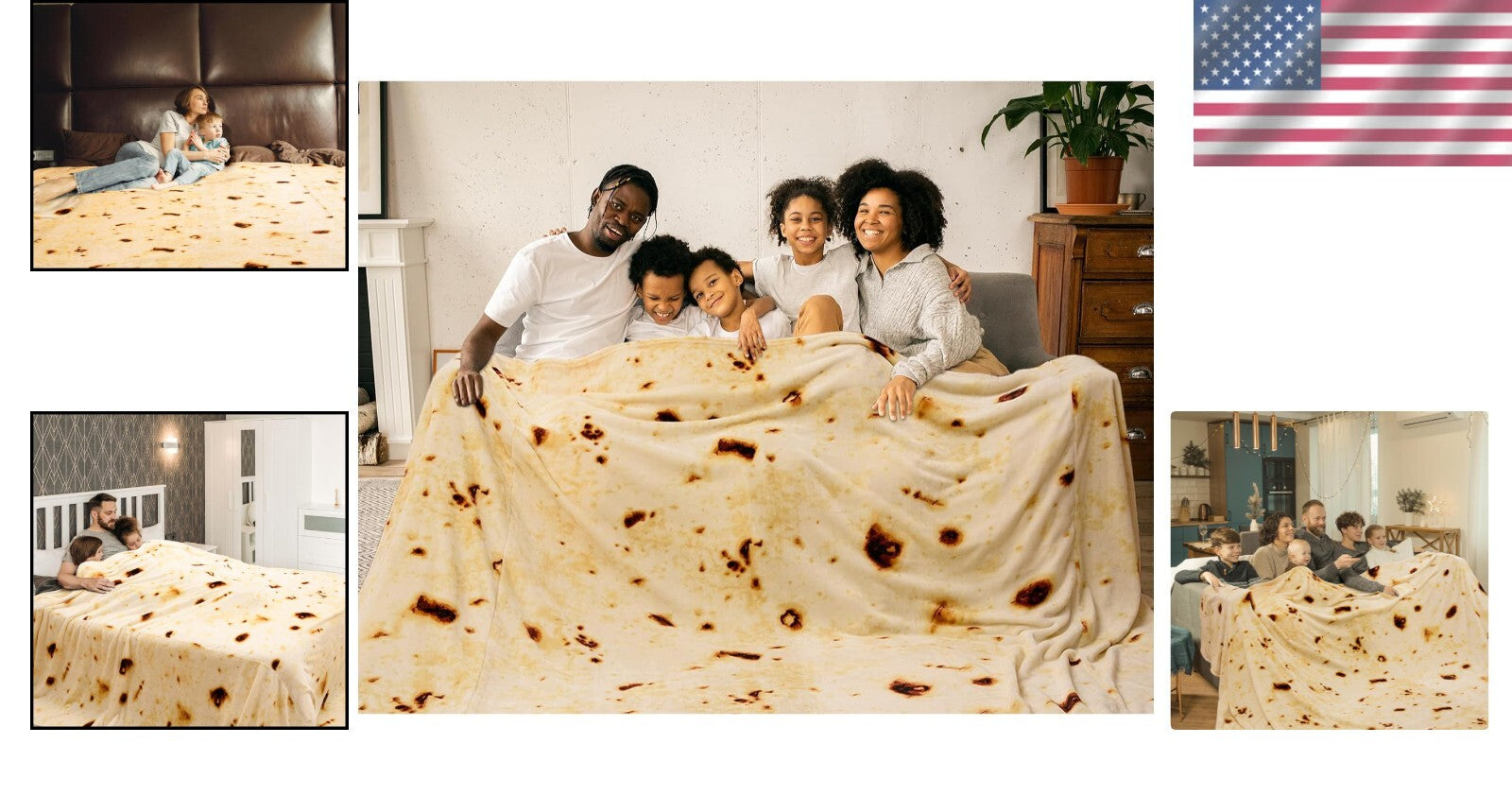 Double-Sided Burrito Tortilla Blanket - 120” Giant Cozy Decor for All Seasons