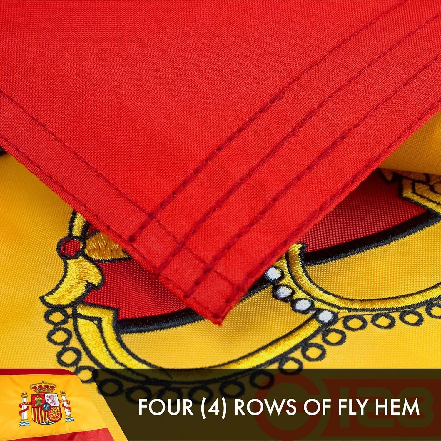 3x5 Ft Spain Flag - Premium Double Sided Embroidered Polyester with Grommets