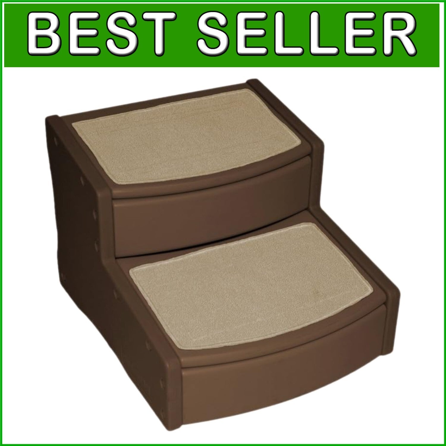 Comfortable 2-Step Pet Stairs with Washable Tread for Large Breeds - Chocolate