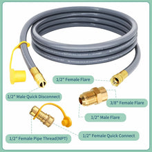 Load image into Gallery viewer, Heavy-Duty 12ft 1/2 Inch Natural Gas Hose with Quality Brass Fittings for Grills