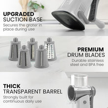 Load image into Gallery viewer, Safe &amp; Efficient Manual Cheese Shredder with Reinforced Suction Base - 5 Blades