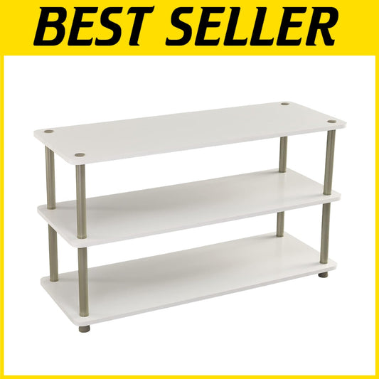 Chic 3-Tier Shelf Organizer for Shoes and Accessories in Elegant White Finish