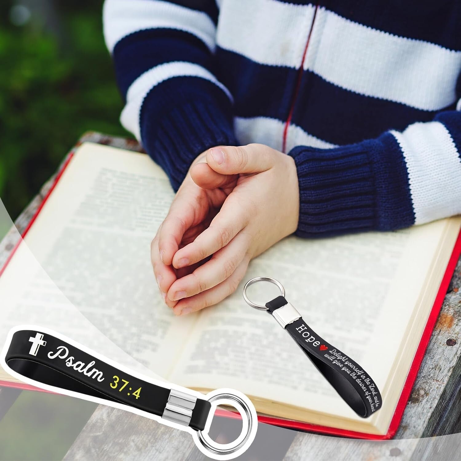 Soft Silicone Bible Verse Keychains - 24 Pack Inspirational Gift for Fathers Day