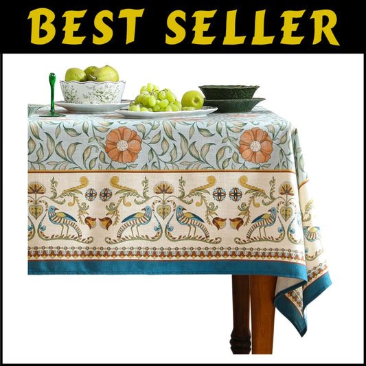 Heavyweight Floral Print Tablecloth - 63''x87'' for Stylish Dining Celebrations