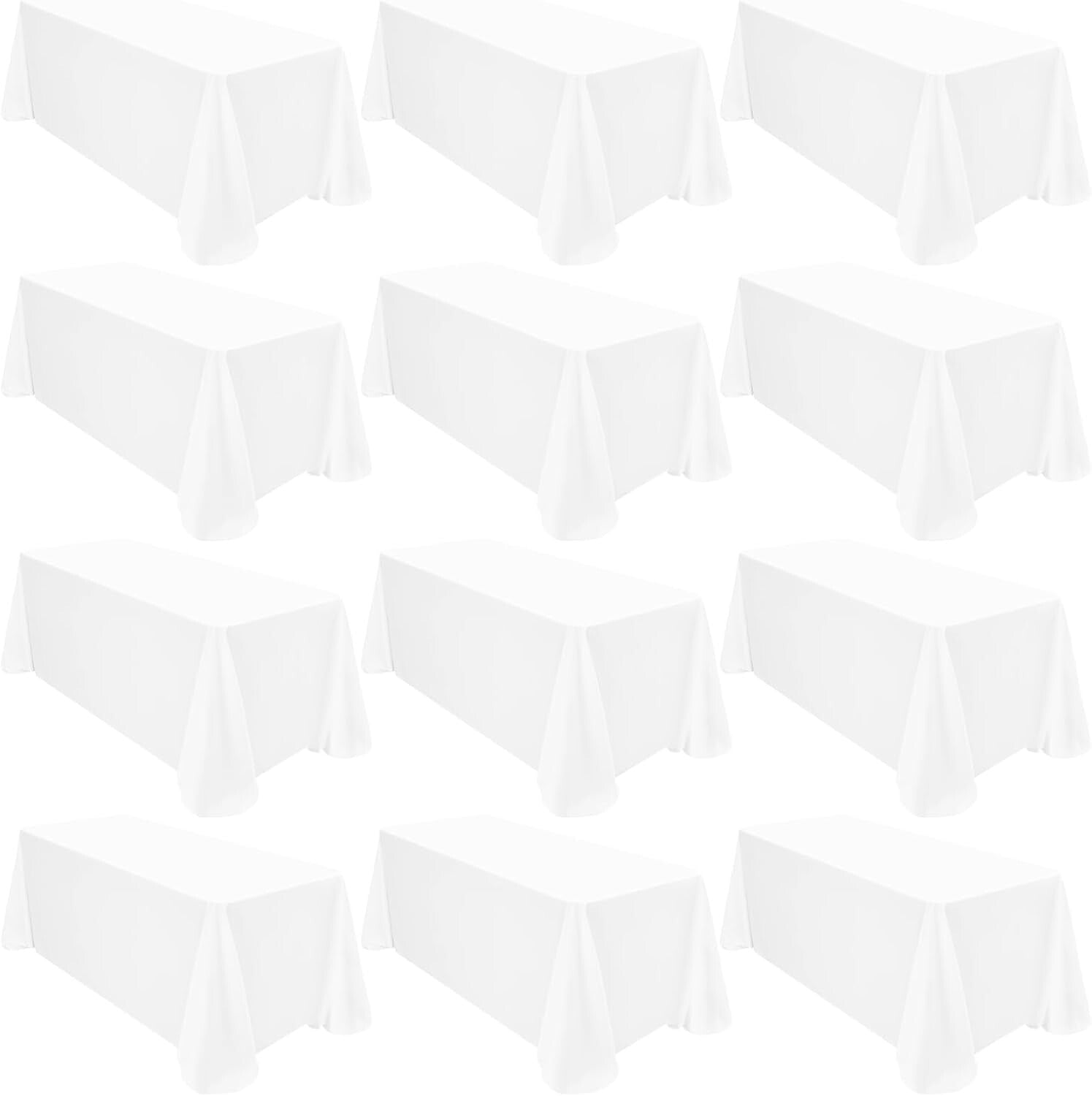 12 Pack Stain Resistant Polyester Table Covers 90x156 Inch for All Occasions