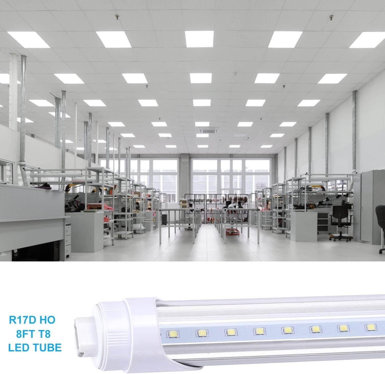 High-Efficiency 8FT LED Tube with Dual-Ended Power - Ideal for Shops and Garages