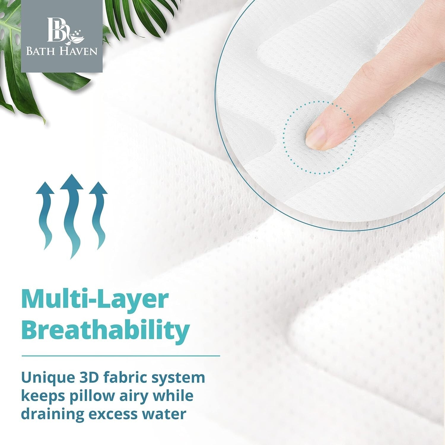 Air Mesh Bathtub Pillow with 6 Suction Cups - Perfect for Travel or Home Spa