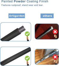 Load image into Gallery viewer, Rust-Resistant Adjustable Shepherd Hooks, 92" High with 5 Base Prongs - Black