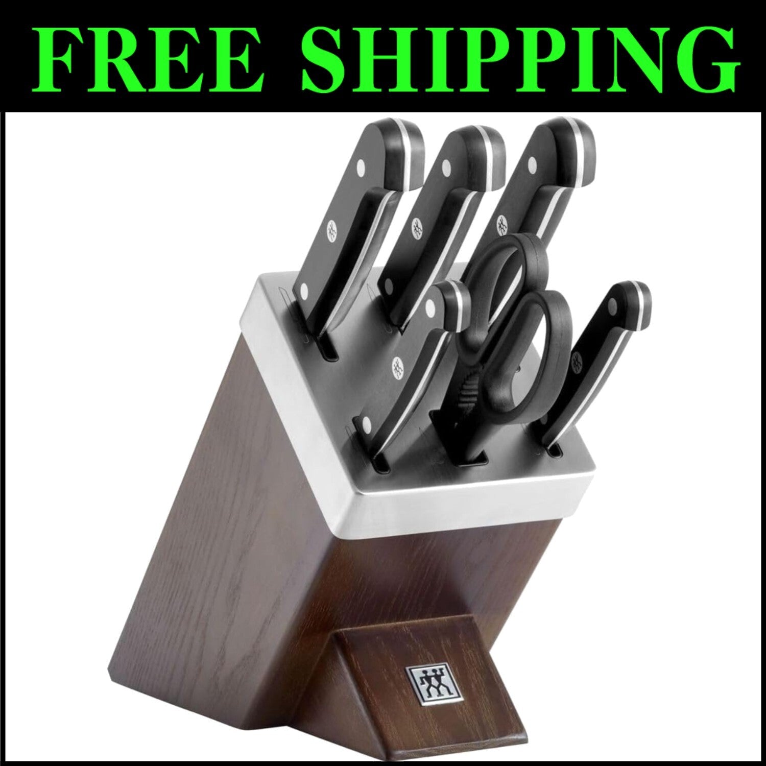 Premium 7-Piece Knife Block Set with Self-Sharpening Design & Ergonomic Handles