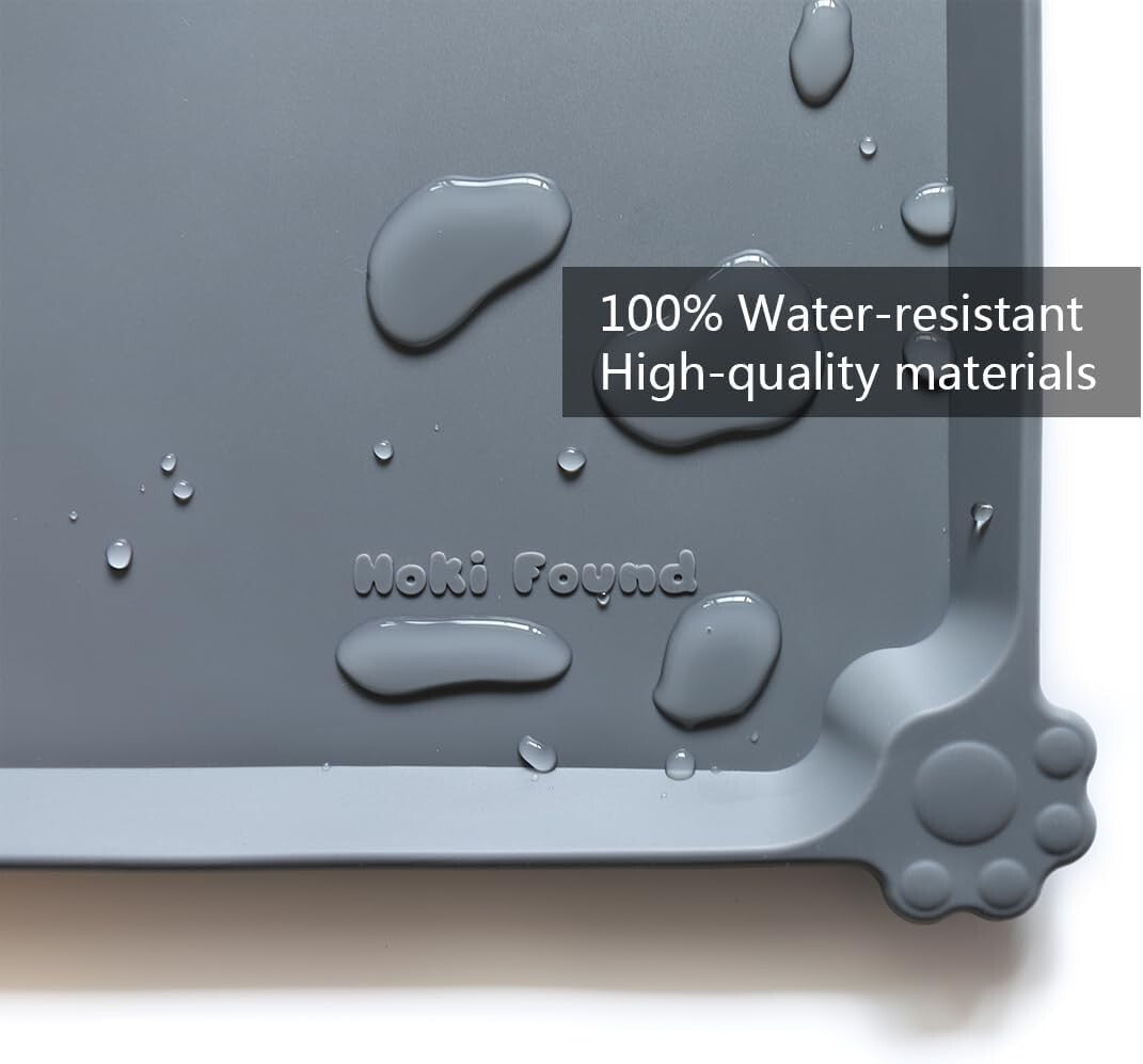 Extra Large Waterproof Pet Bowl Mat 28" x 20" - Easy to Clean Silicone Design