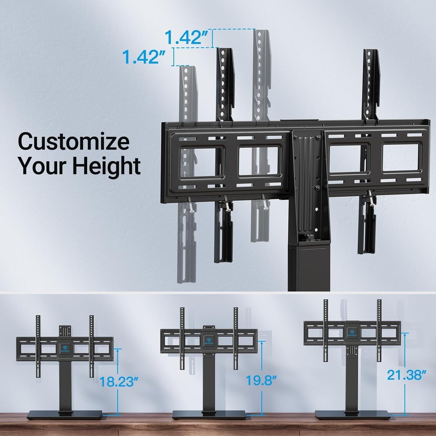 Universal Swivel TV Stand Base for 37-75 Inch TVs - Height Adjustable & Durable