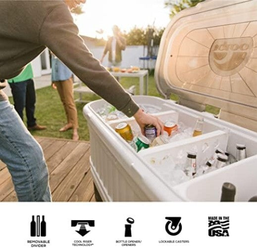 125 Quart Insulated Hard Shell Ice Chest Cooler with Bottle Opener - Party Bar