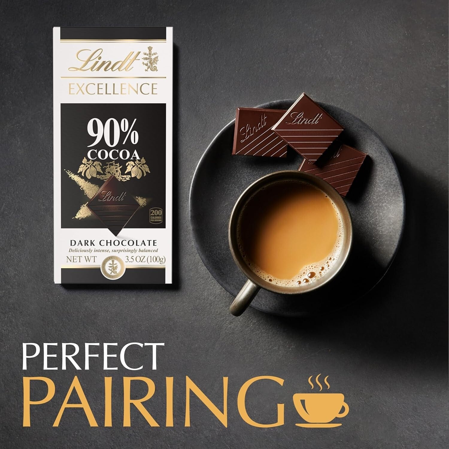 EXCELLENCE 90% Cocoa Dark Chocolate – Perfect for Pairing or Baking, 12 Bars