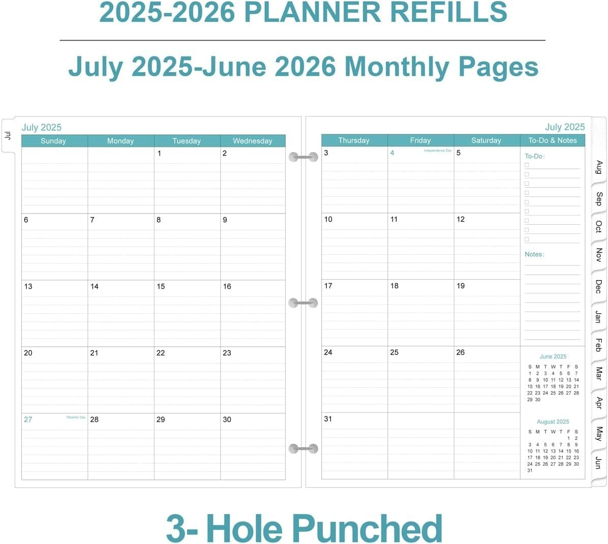 Daily Planner Refill 2025-2026 - Luxurious 8.5" x 11" Format for Daily Mastery