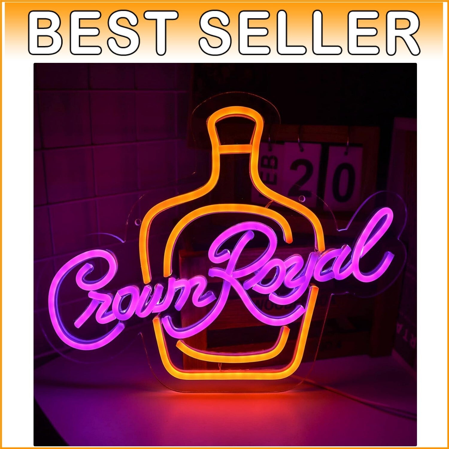 Elegant Wall-Mounted Crown Royal Neon Sign for Creative Bachelor Party Decor