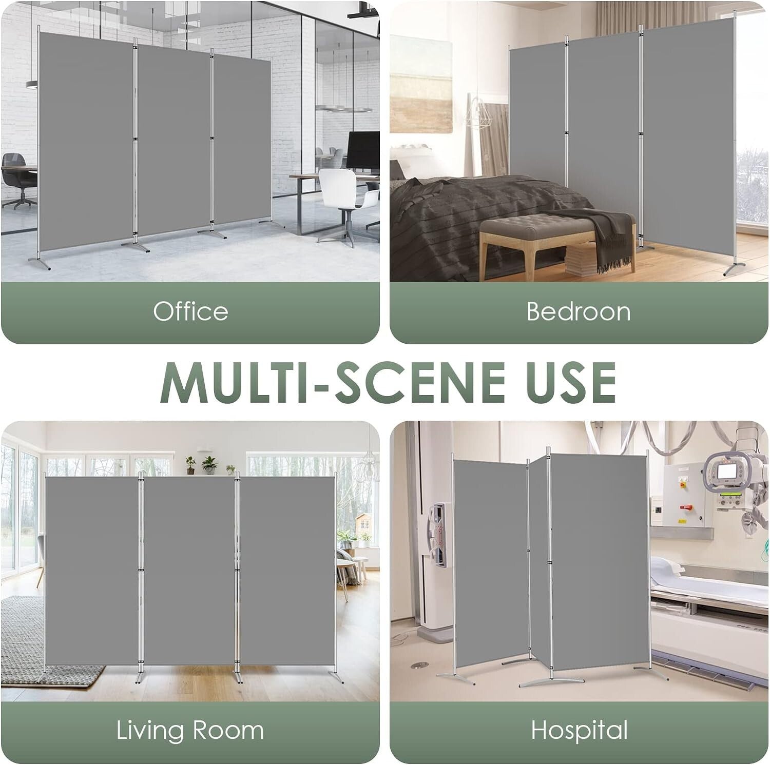 Durable Freestanding Room Divider - 102''W x 71''H Adjustable Privacy Screen