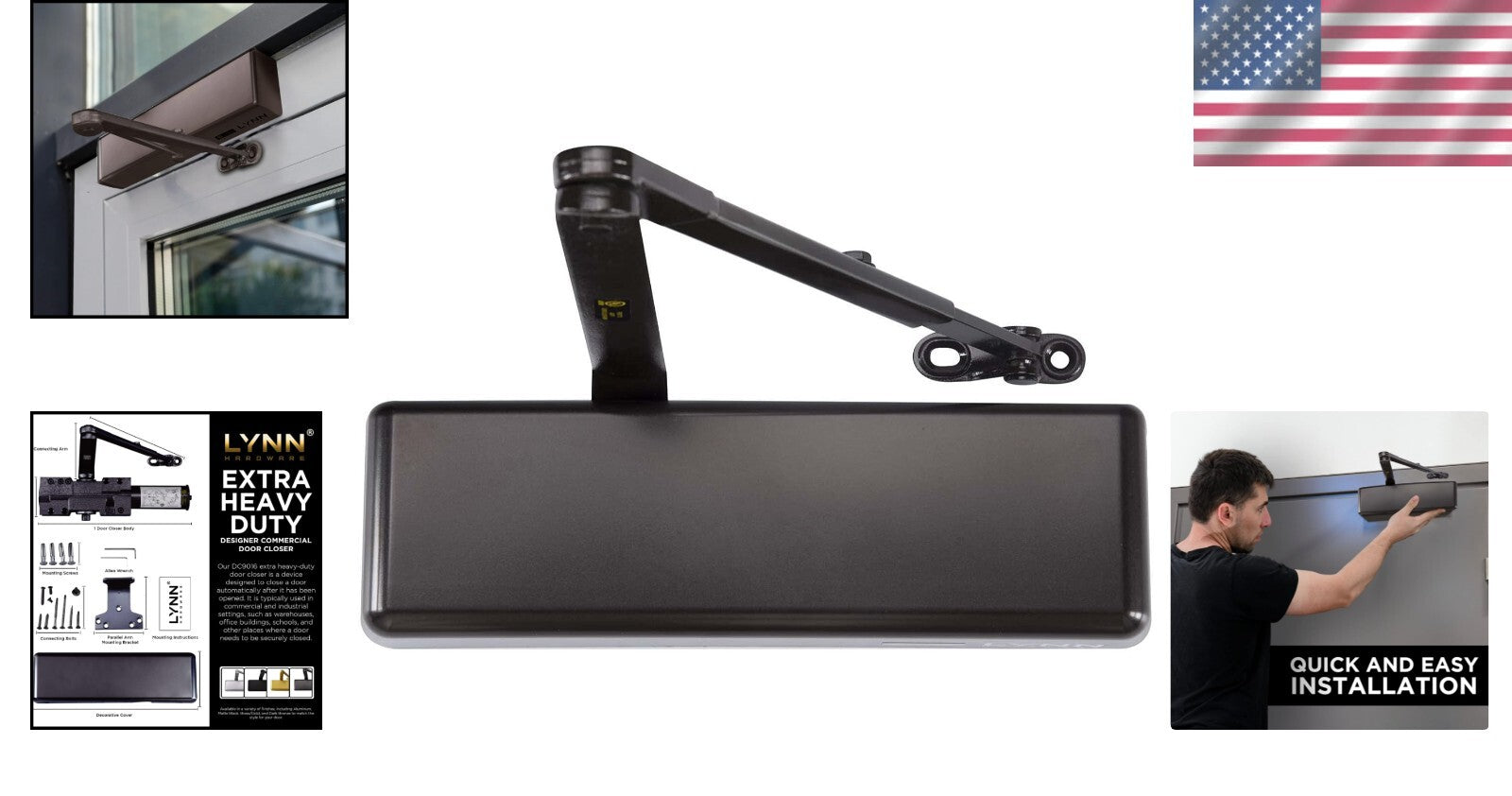 Surface-Mounted Heavy Duty Door Closer for Commercial Use - Easy Install, Bronze