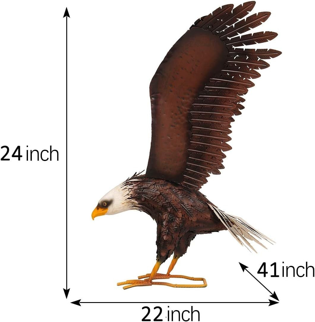 Large 40.5-Inch Swooping Bald Eagle Statue - Lifelike Outdoor Decor for Garden
