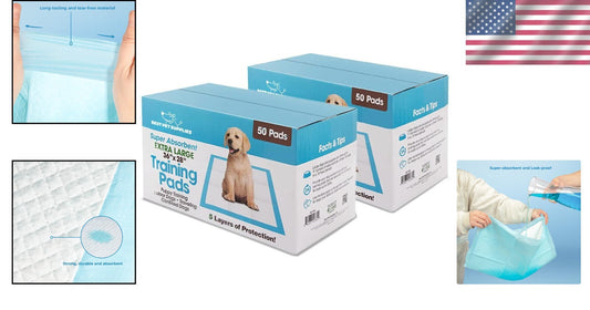 50x X-Large Blue Puppy Training Pads with Quilted Leak-Proof Design - 100 Count