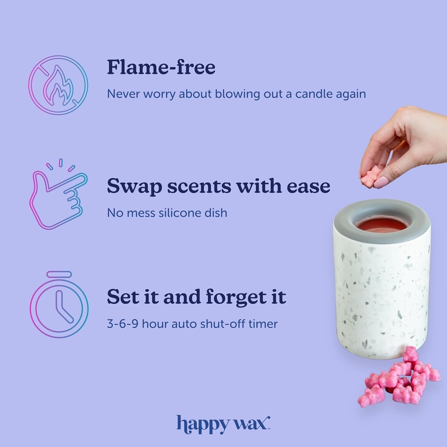 Elegant Blue Electric Wax Melter - Timer, LED Light & Easy Wax Removal Dish