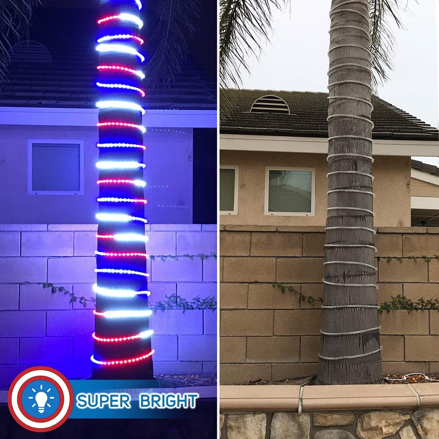 50ft Waterproof LED Rope Lights - Perfect for 4th of July, Christmas & Weddings