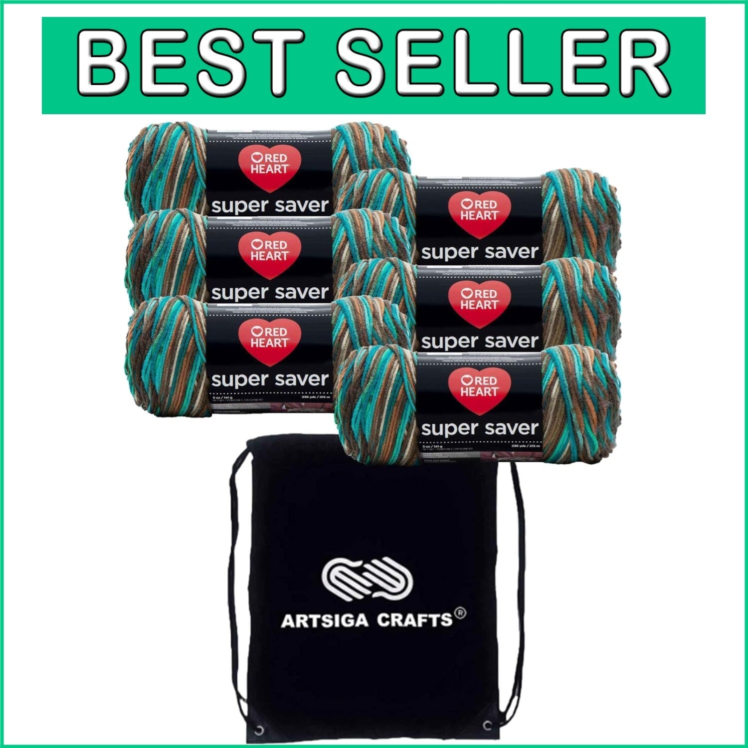 6-Skein Worsted Weight Acrylic Yarn Set with Convenient Project Bag - E300-3949
