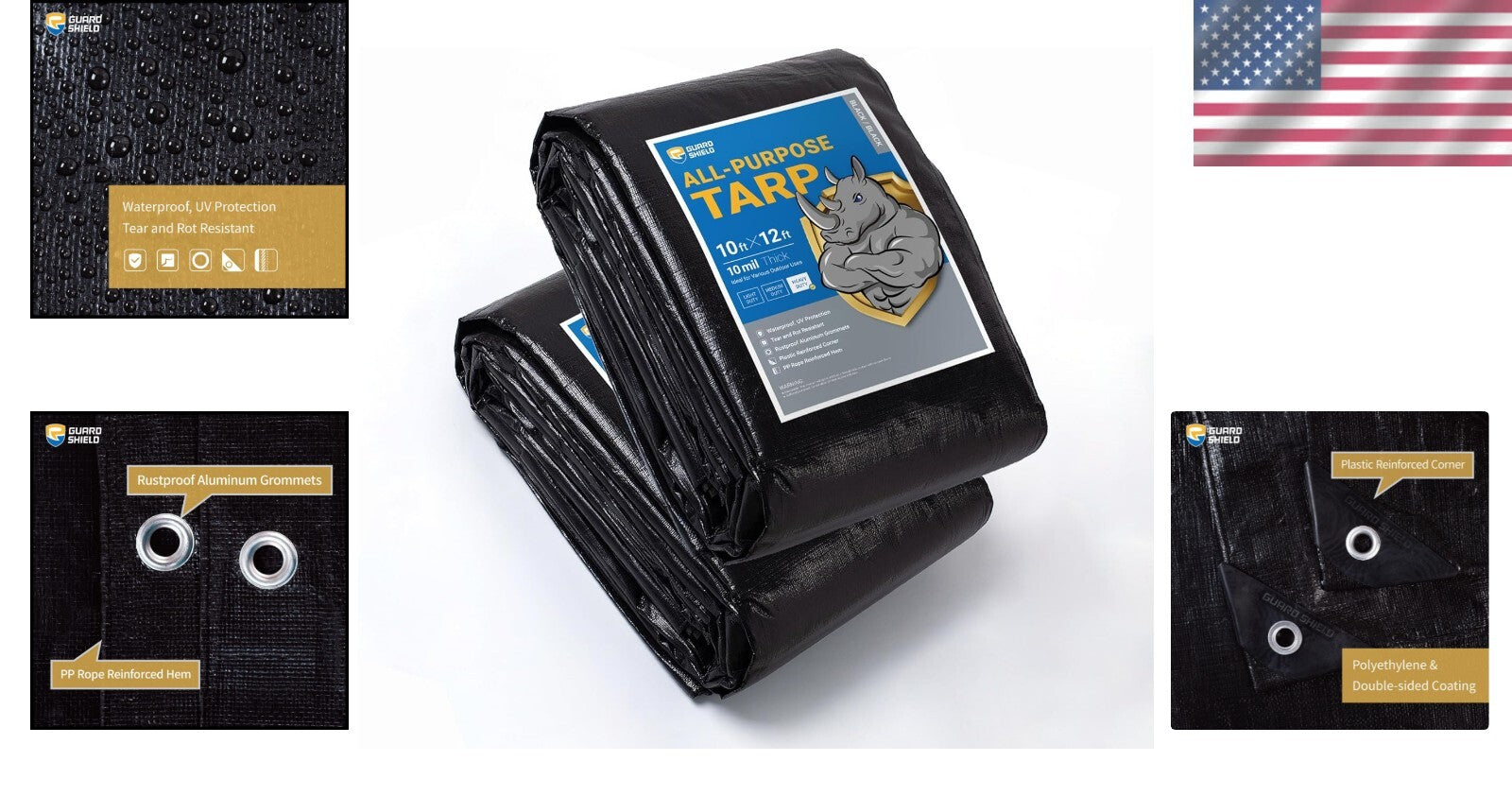 10x12 Feet Heavy-Duty Waterproof Tarps with Grommets - 2-Pack, Outdoor Essential