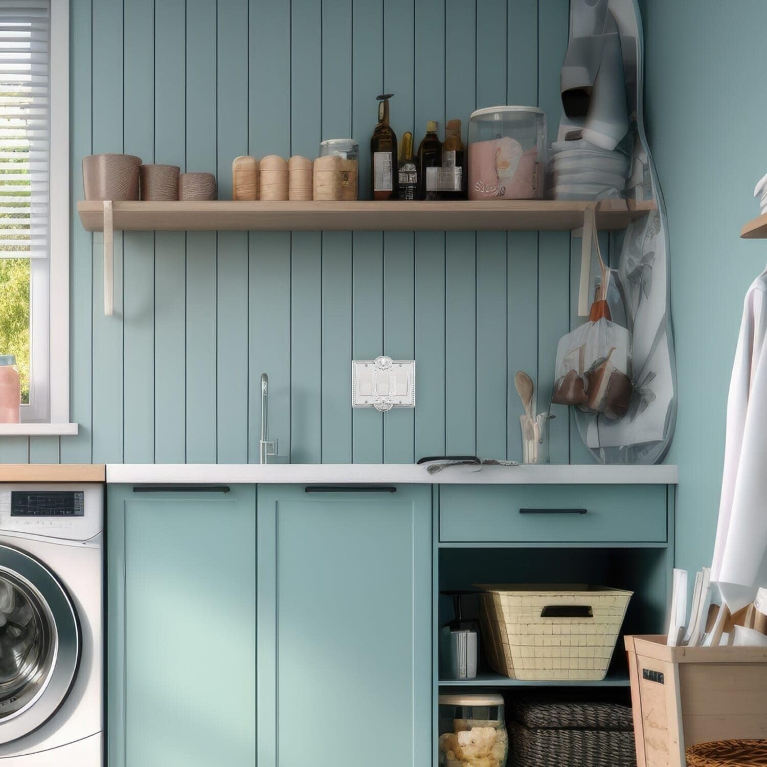 Antique Brass Triple Rocker Light Switch Cover - Elegant Greek Revival Style