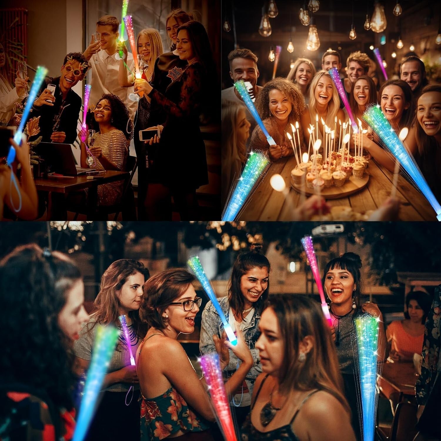 100 PCS LED Glow Fiber Wands - Ultimate Party Supplies for Vibrant Celebrations