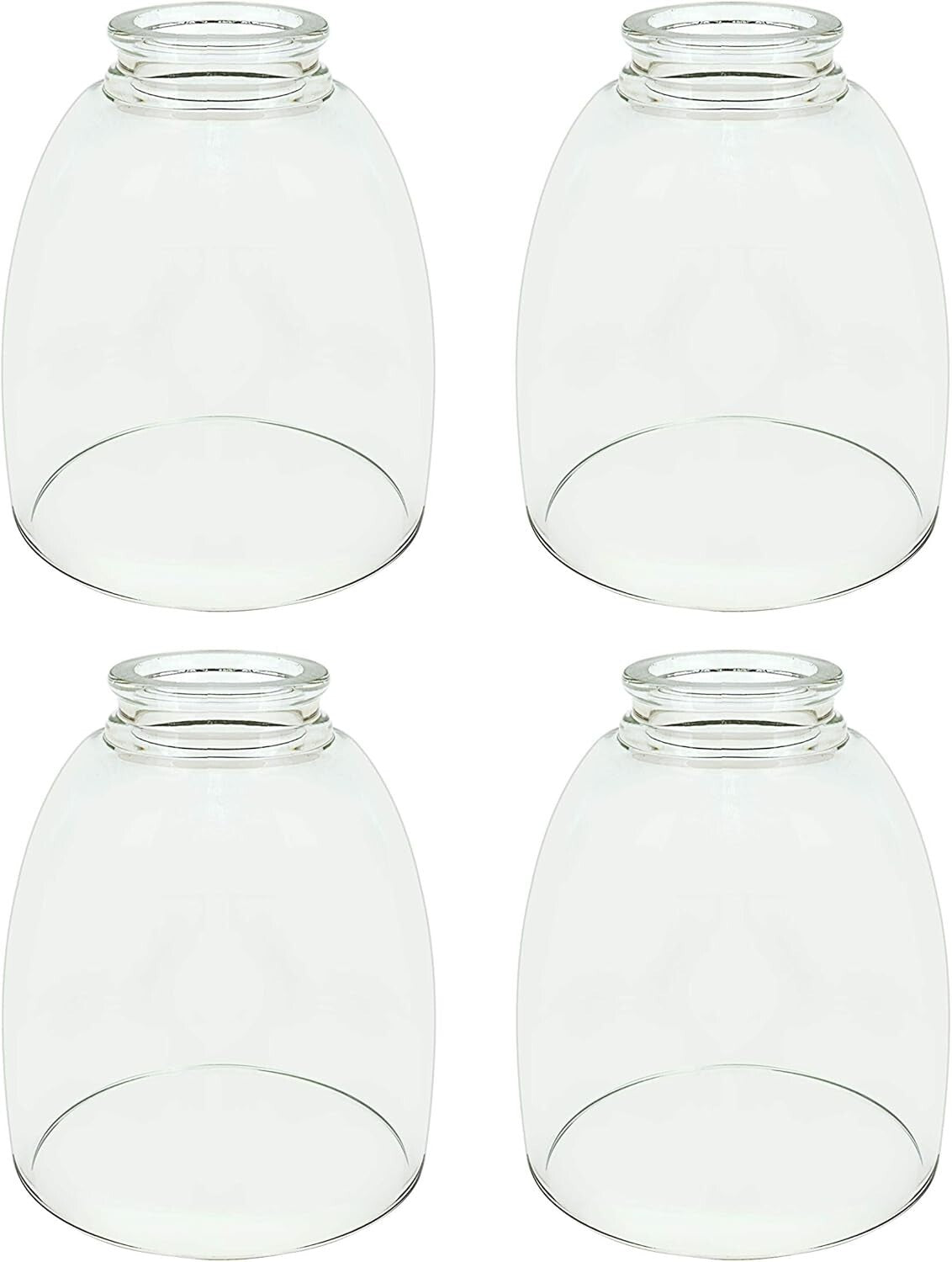 4-Pack Clear Bell Replacement Glass Shades, 2-1/8" Fitter for Modern Fixtures