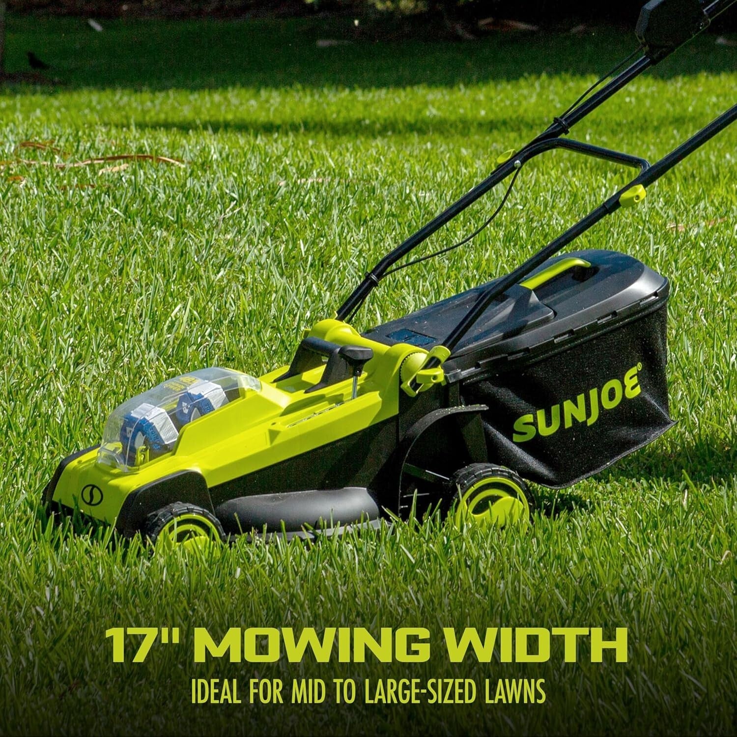 Lightweight 48-Volt Mulching Lawn Mower with Dual Batteries & Adjustable Heights