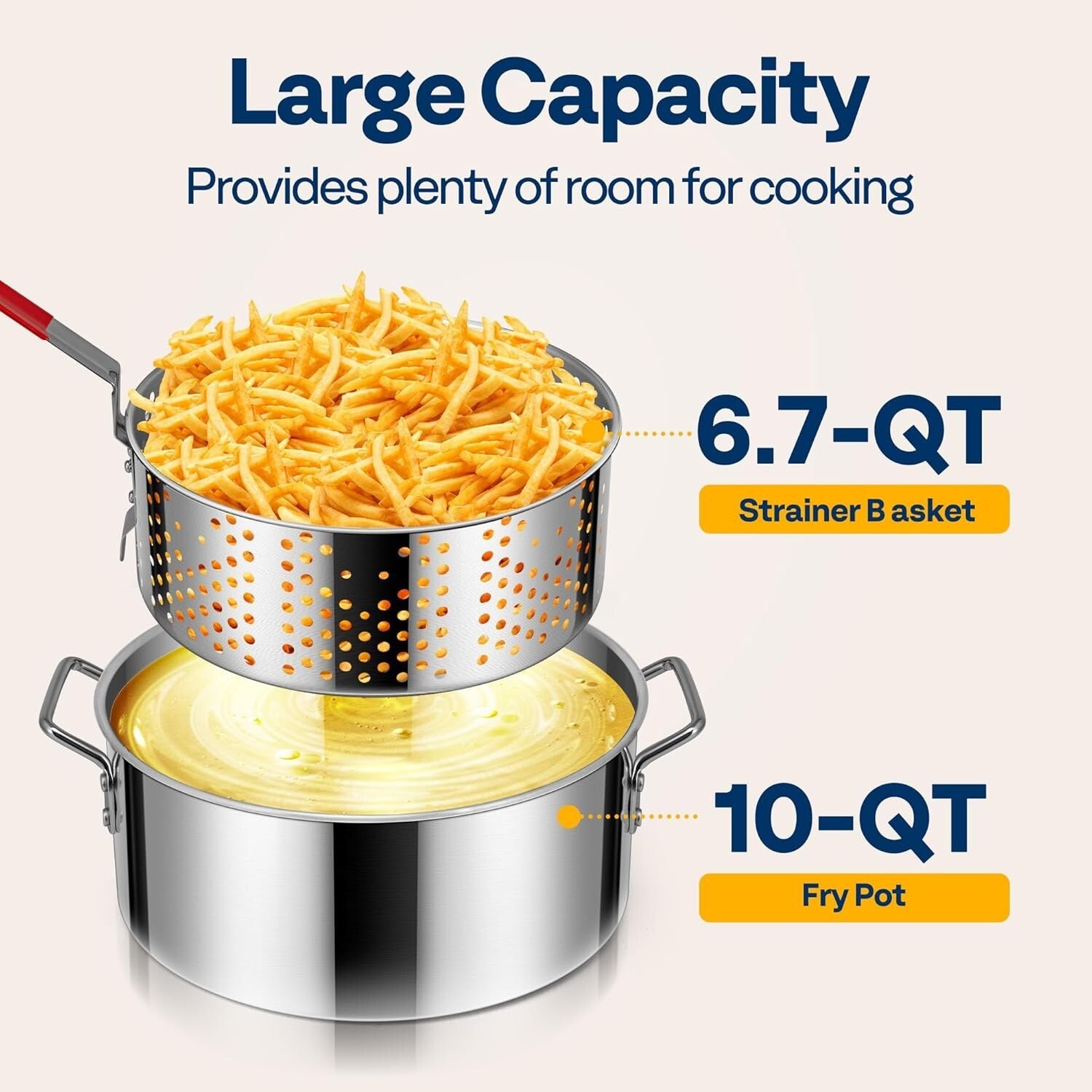 Versatile 10Qt Stainless Steel Deep Fryer - Ideal for Chicken, Seafood & Fries