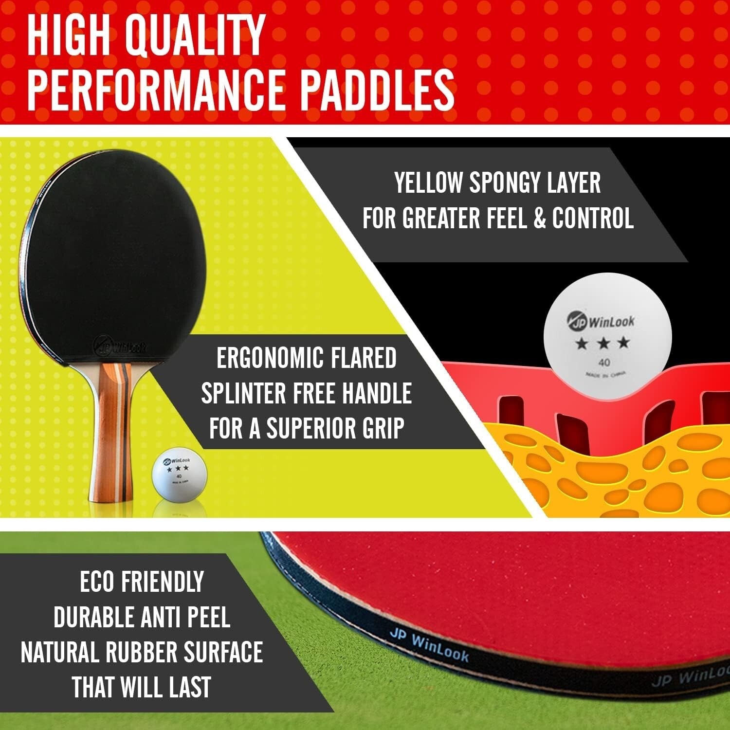 All-Ages Table Tennis Racket Set - 4 Paddles & 8 ITTF Balls - Travel Ready Case