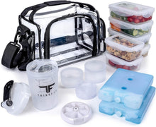 Load image into Gallery viewer, Portable Clear Lunch Bag with Meal Prep Containers and Shaker Cup Included