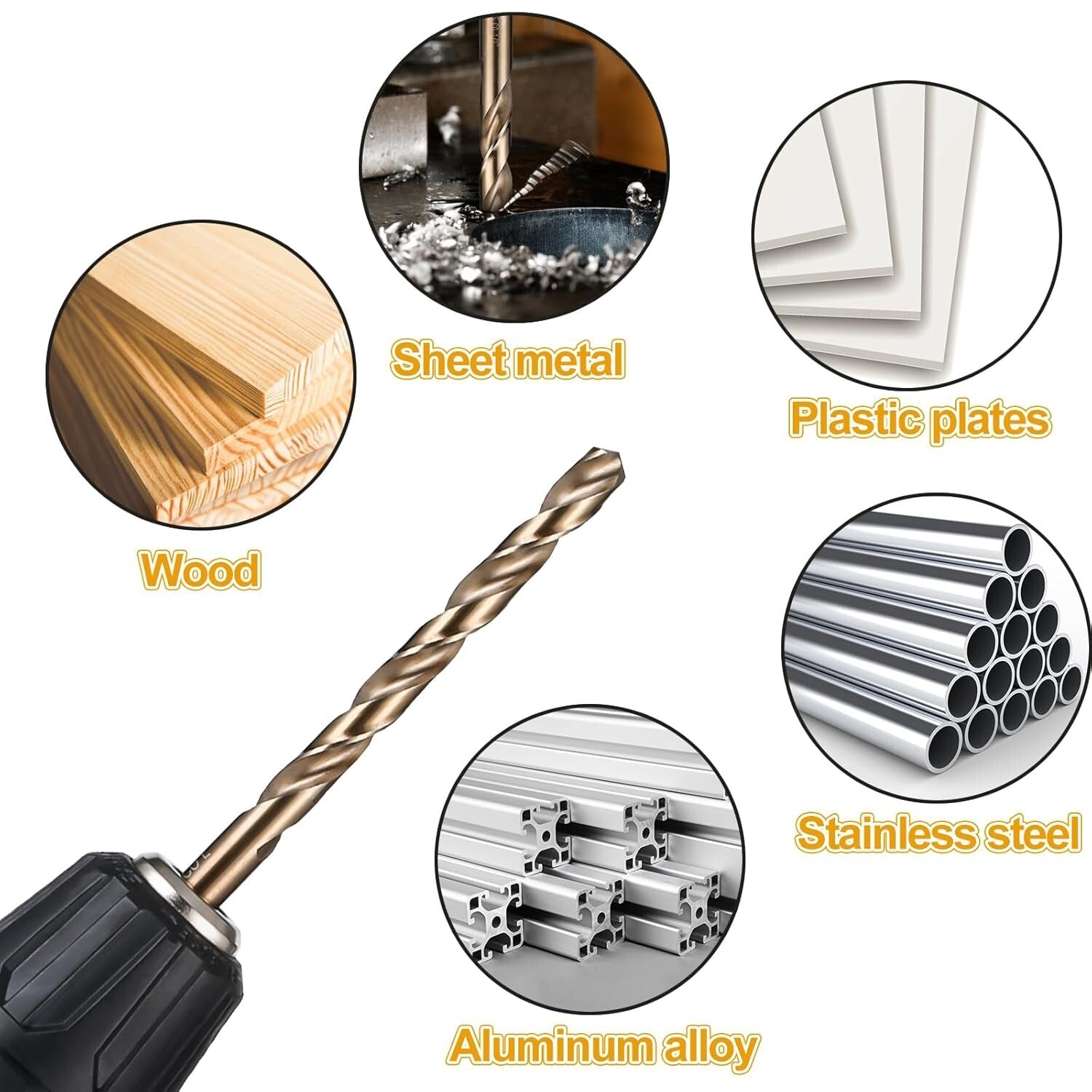 Versatile M35 Cobalt Drill Bit Set - 115 Pieces with Round Shank & Ergonomic Box