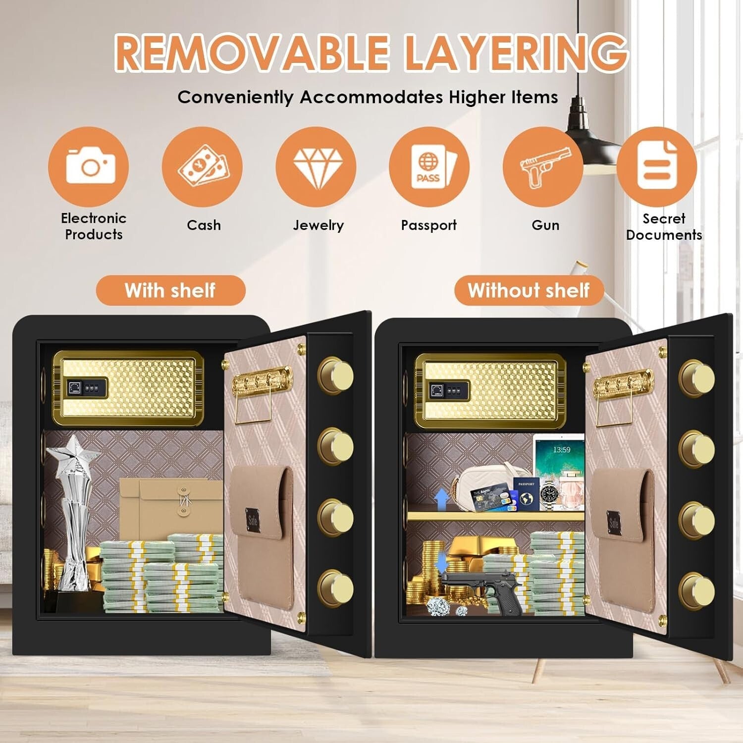 Fireproof Waterproof Home Safe 3.0 Cu ft with Digital Lock & Alarm System