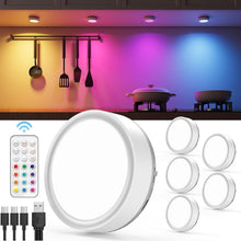 Load image into Gallery viewer, Magnetic RGB Puck Lights with Remote - Easy Touch for Dimmable Illumination