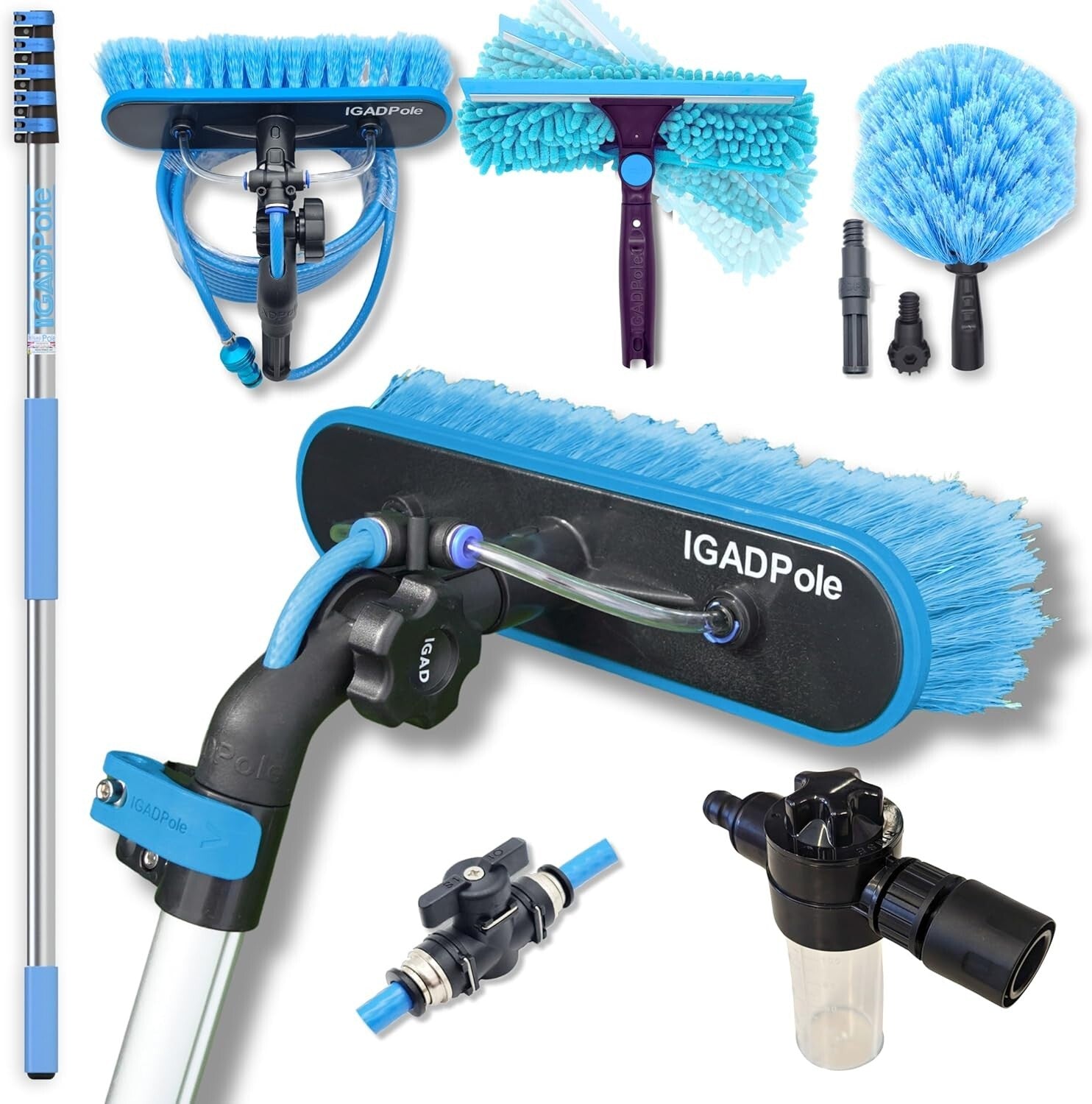 3-in-1 Professional Cleaning Set with 26ft Pole, Brush, Duster & Squeegee