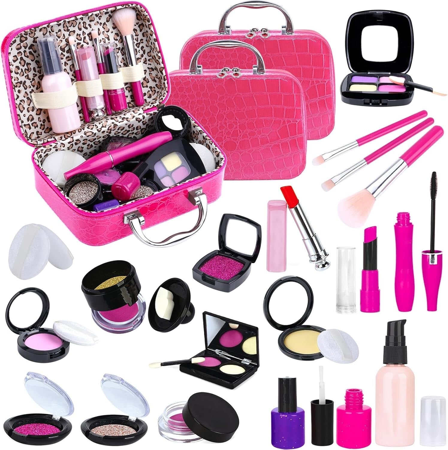 Deluxe Makeup Toy Set for Kids - 2 Pack with Compact Cosmetic Bag for Easy Play