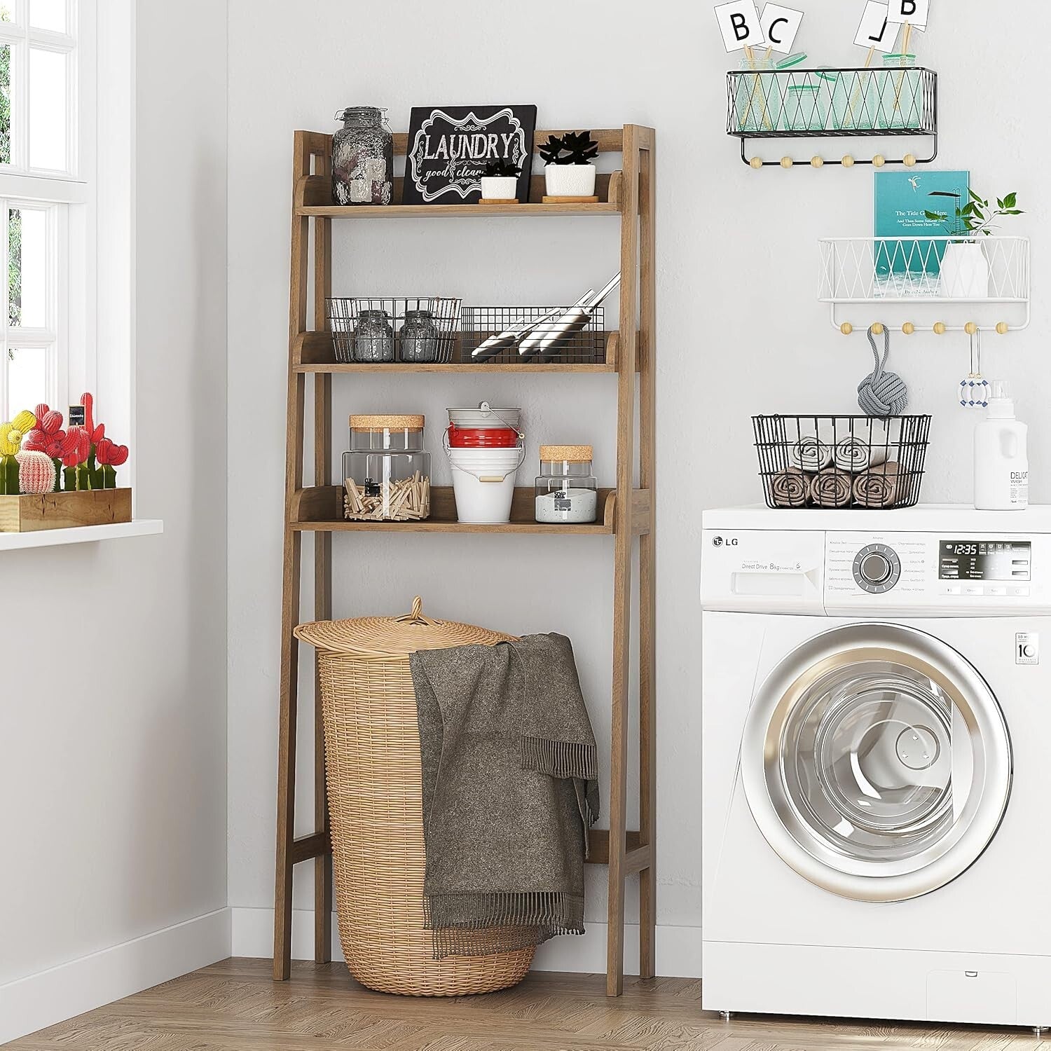 Durable 3-Tier Over Toilet Shelf - Engineered Wood Bathroom Storage Solution