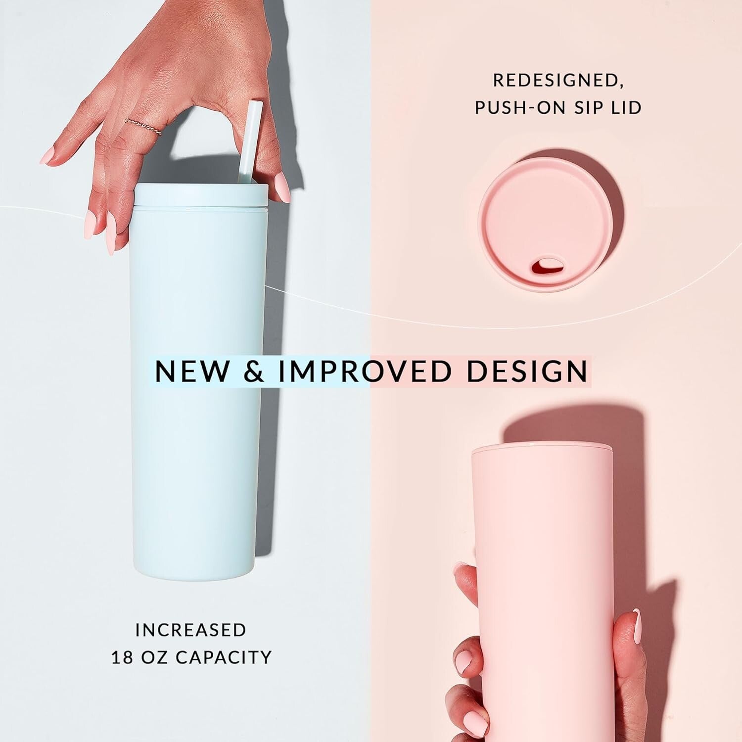 18oz Matte Black Acrylic Tumblers with Lids & Straws | 8 Pack Insulated Cups